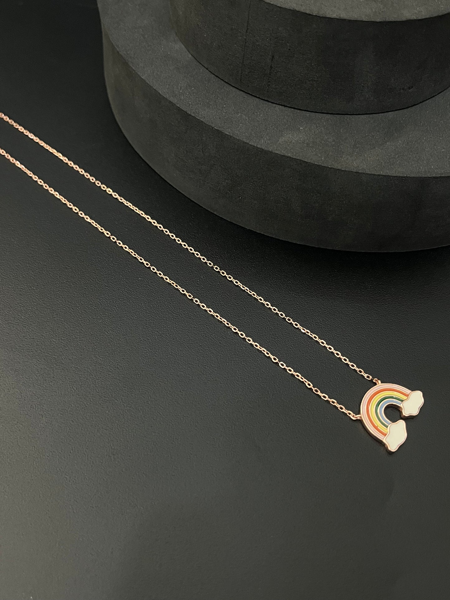 Silver Ladies Pendant Chain Rainbow