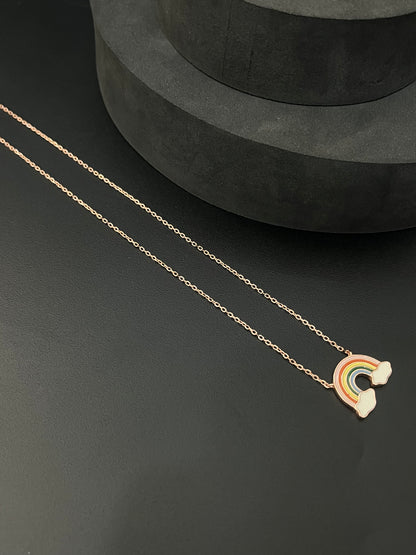 Silver Ladies Pendant Chain Rainbow