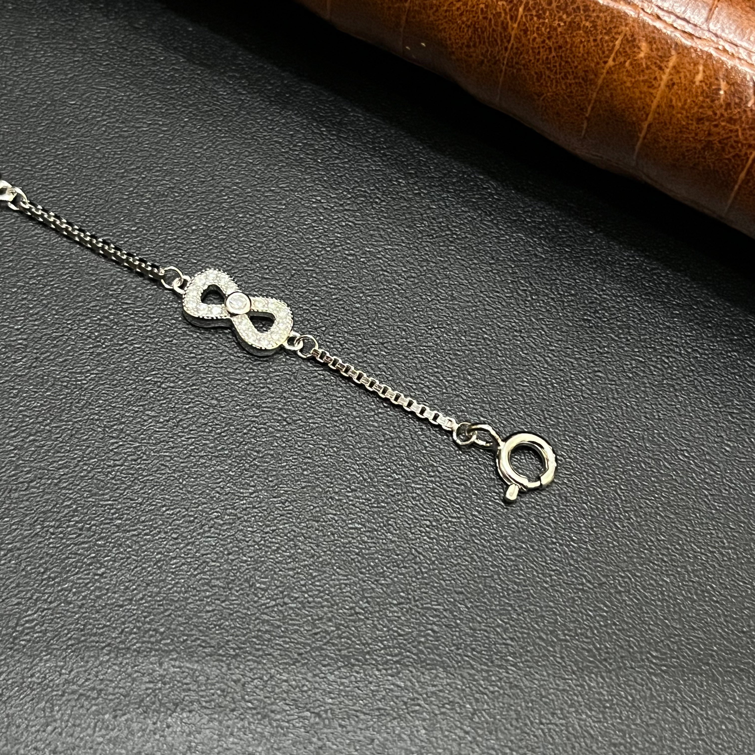 Silver Ladies Bracelet Triple Infinity Blue Stone 925