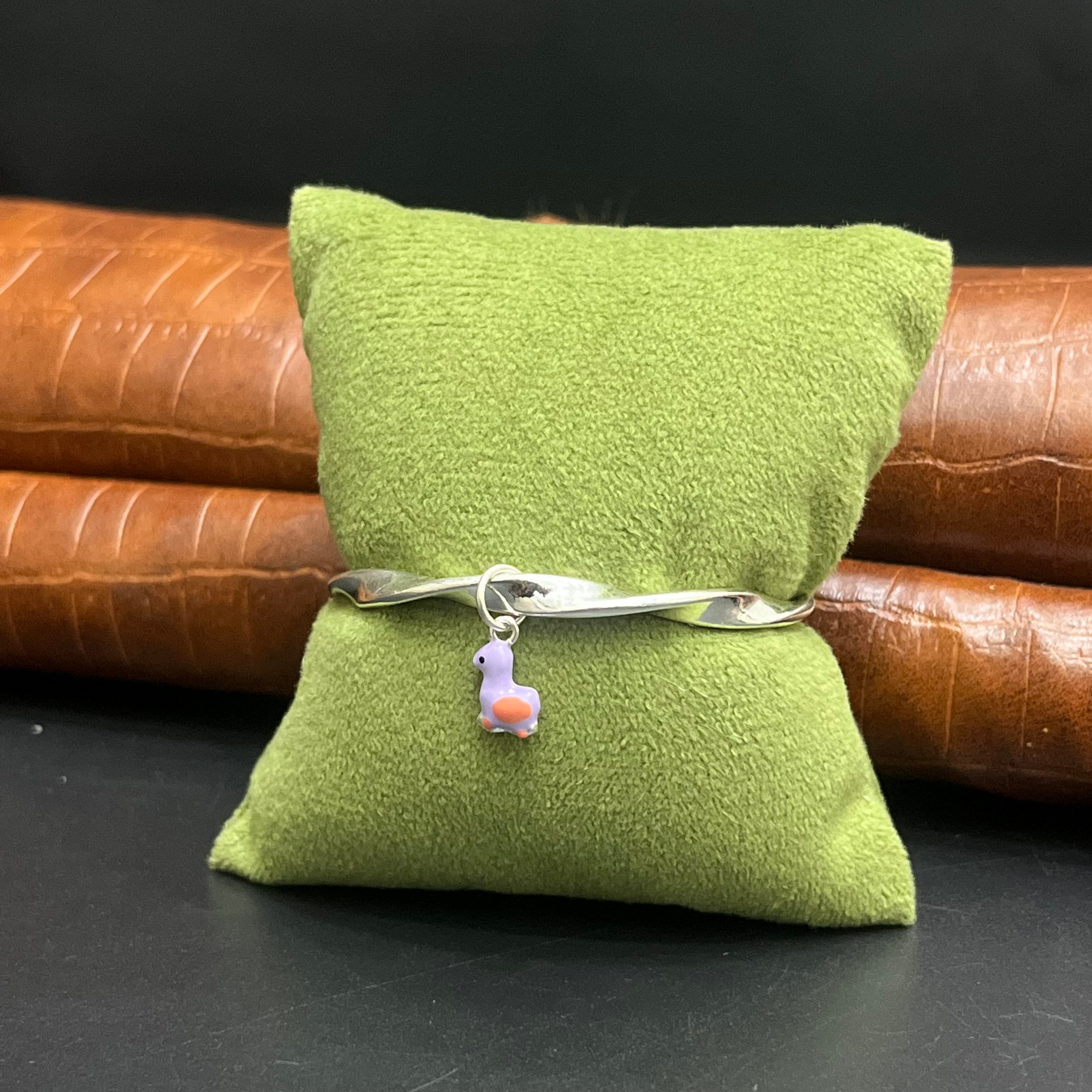 Silver Kids Kada Twisted Cute Duck Charm 925