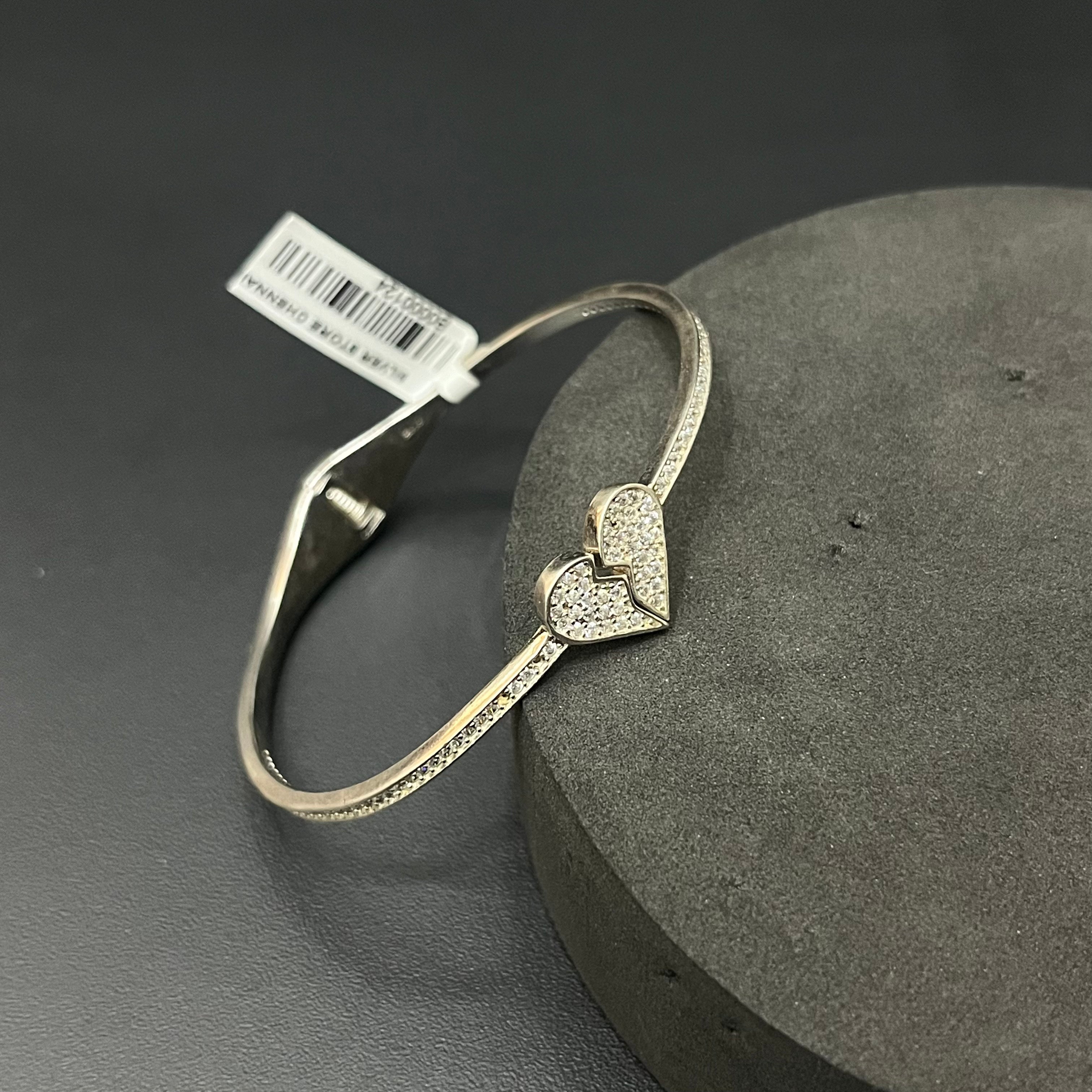 Silver ladies Kada Heart Attached