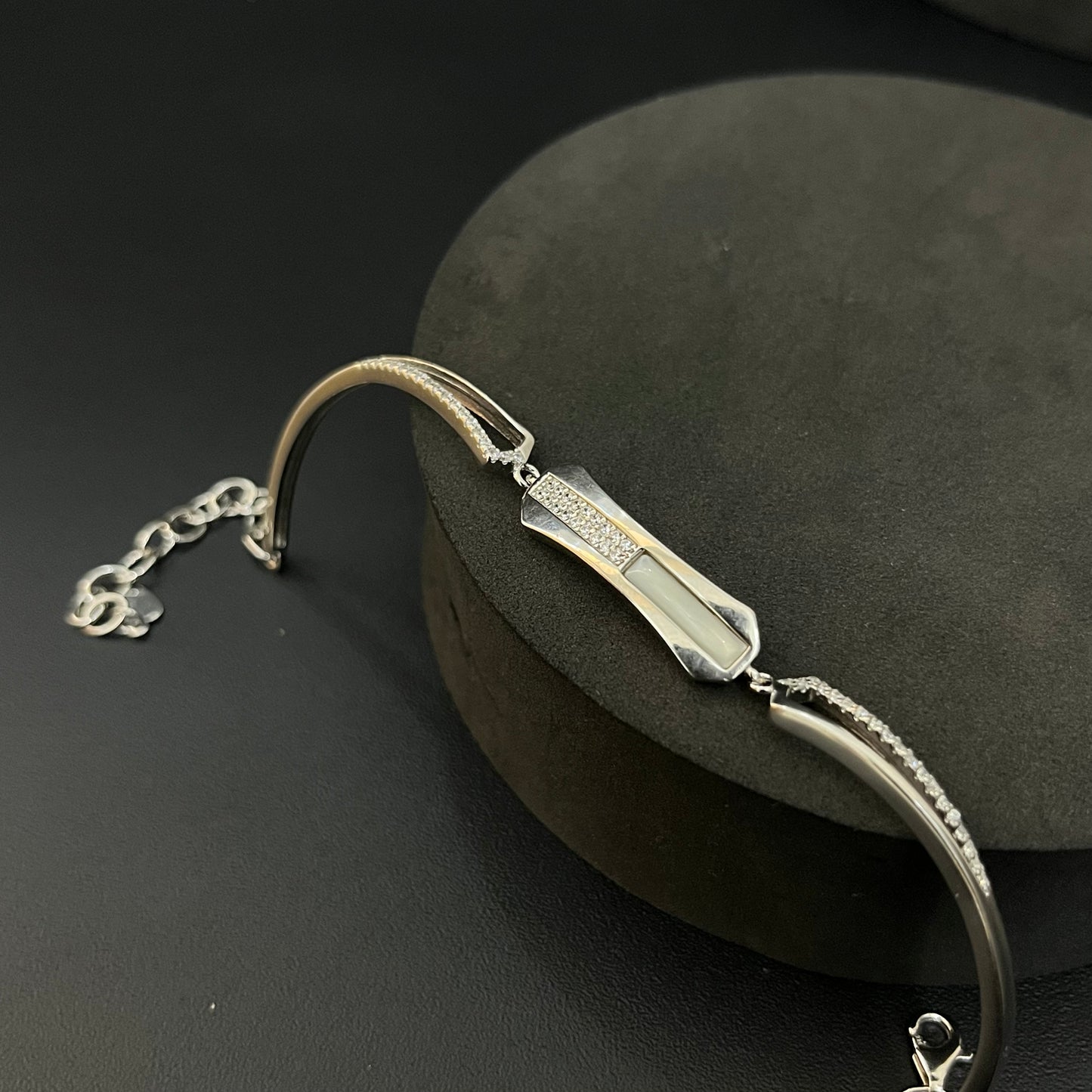 Silver Ladies Bracelet Platinum Finish MOP