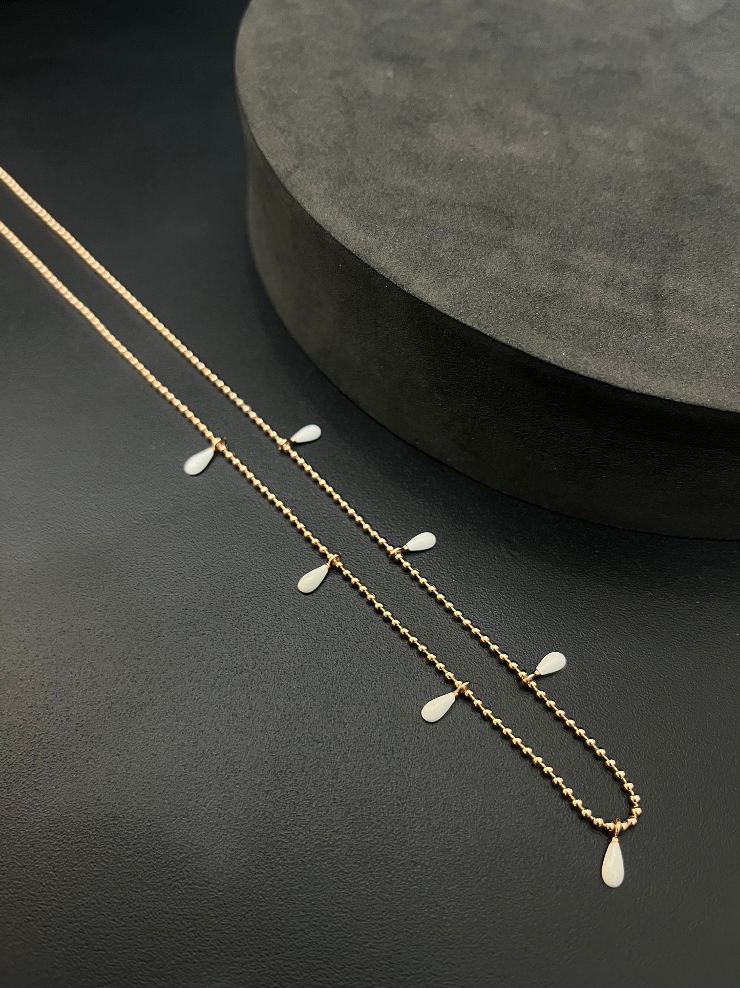 Ladies Silver Chain White Droplets Rosegold