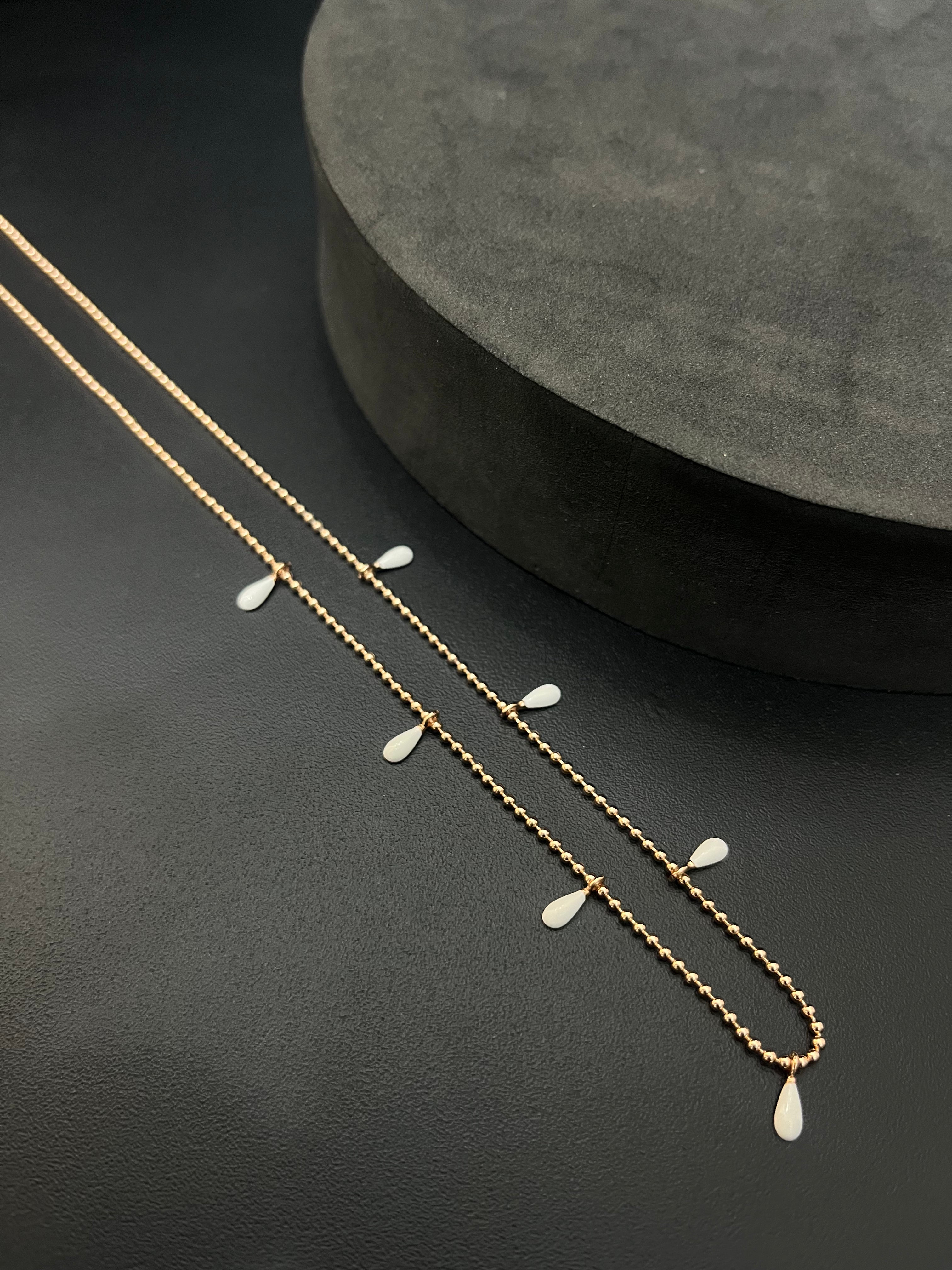 Ladies Silver Chain White Droplets Rosegold