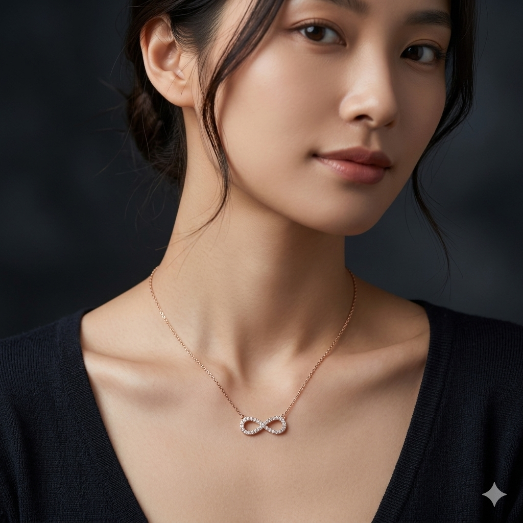 Silver Ladies Chain Infinity cz