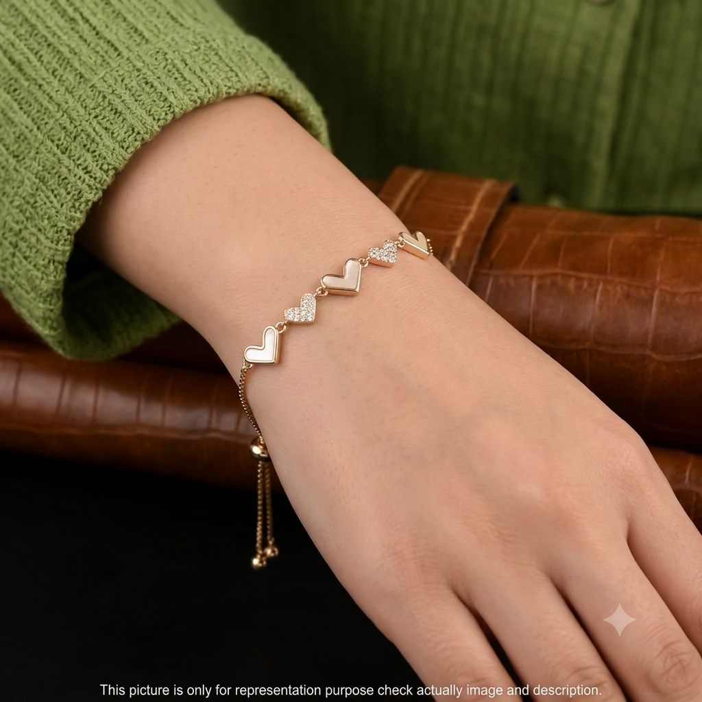 Silver Ladies Bracelet Blush Heart Link Rose Gold 925