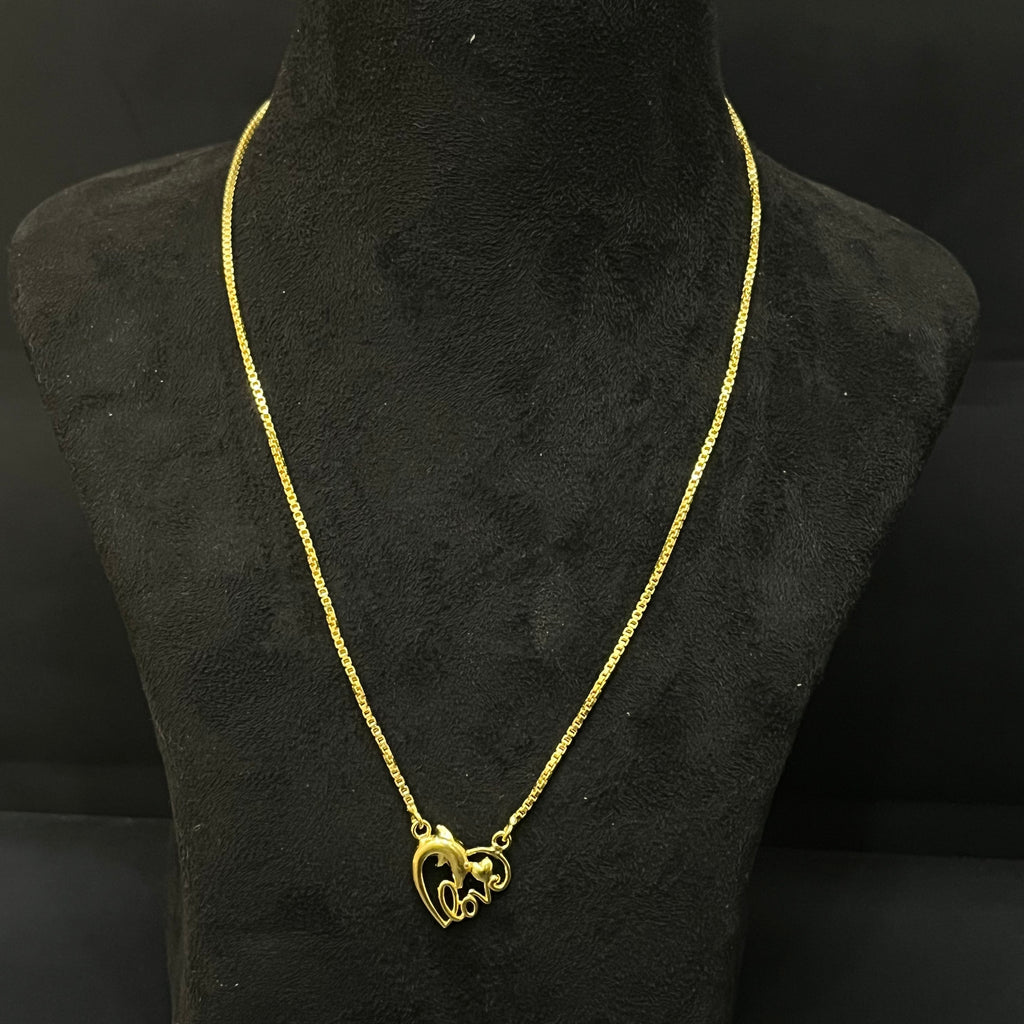 Silver Ladies Chain Love Heart Gold Finish