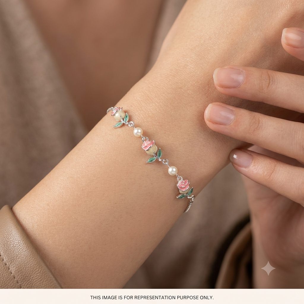 Silver ladies Bracelet Roses 925