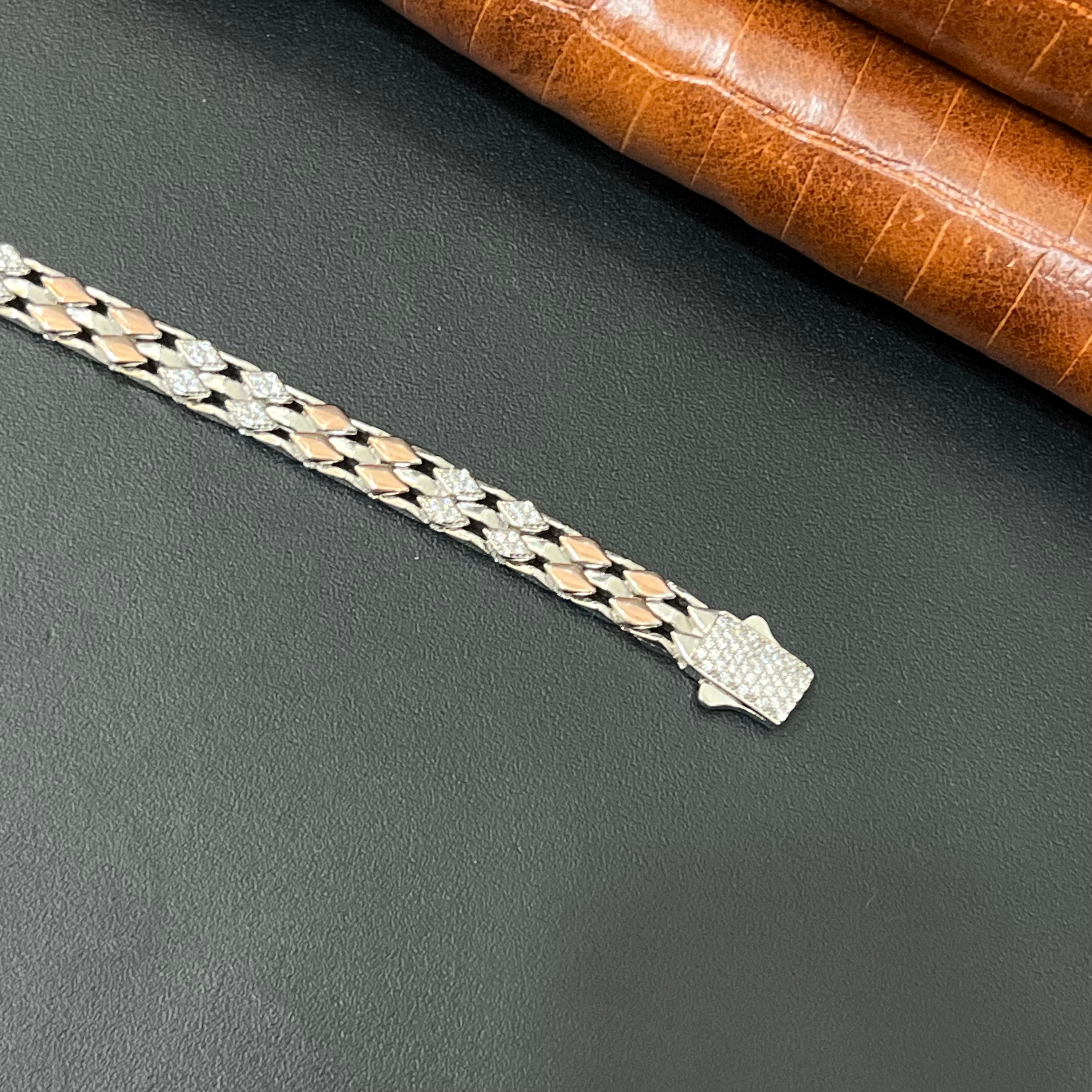 Silver Mens Bracelet Kathli Broad Dual Tone 1 925