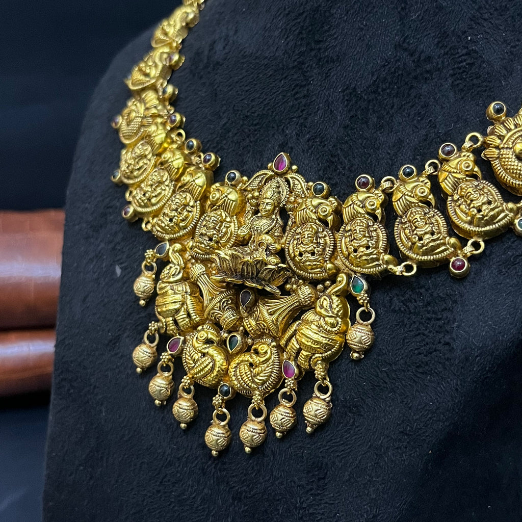 Silver Antique Necklace Gold Finished N03