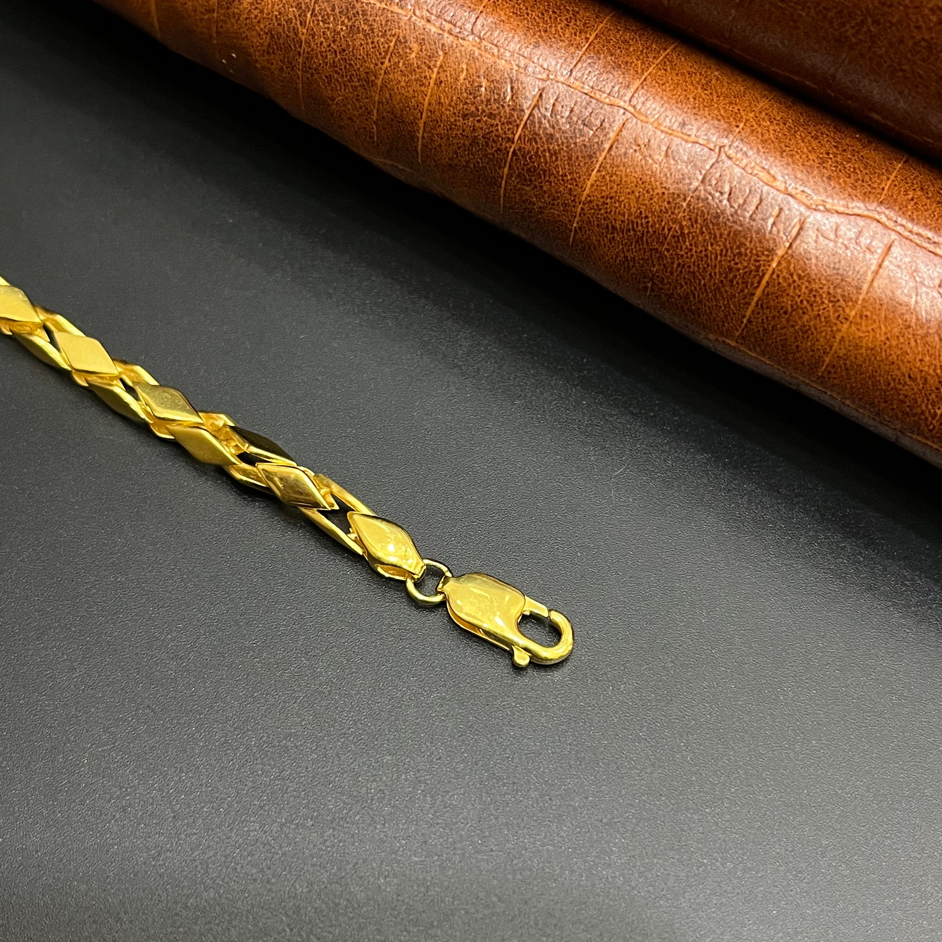 Silver Mens Bracelet Kathli Cut Gold Finish 925