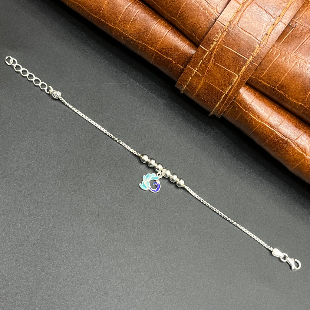 Silver Kids Bracelet Peacock Hanging Drop Beeds 925
