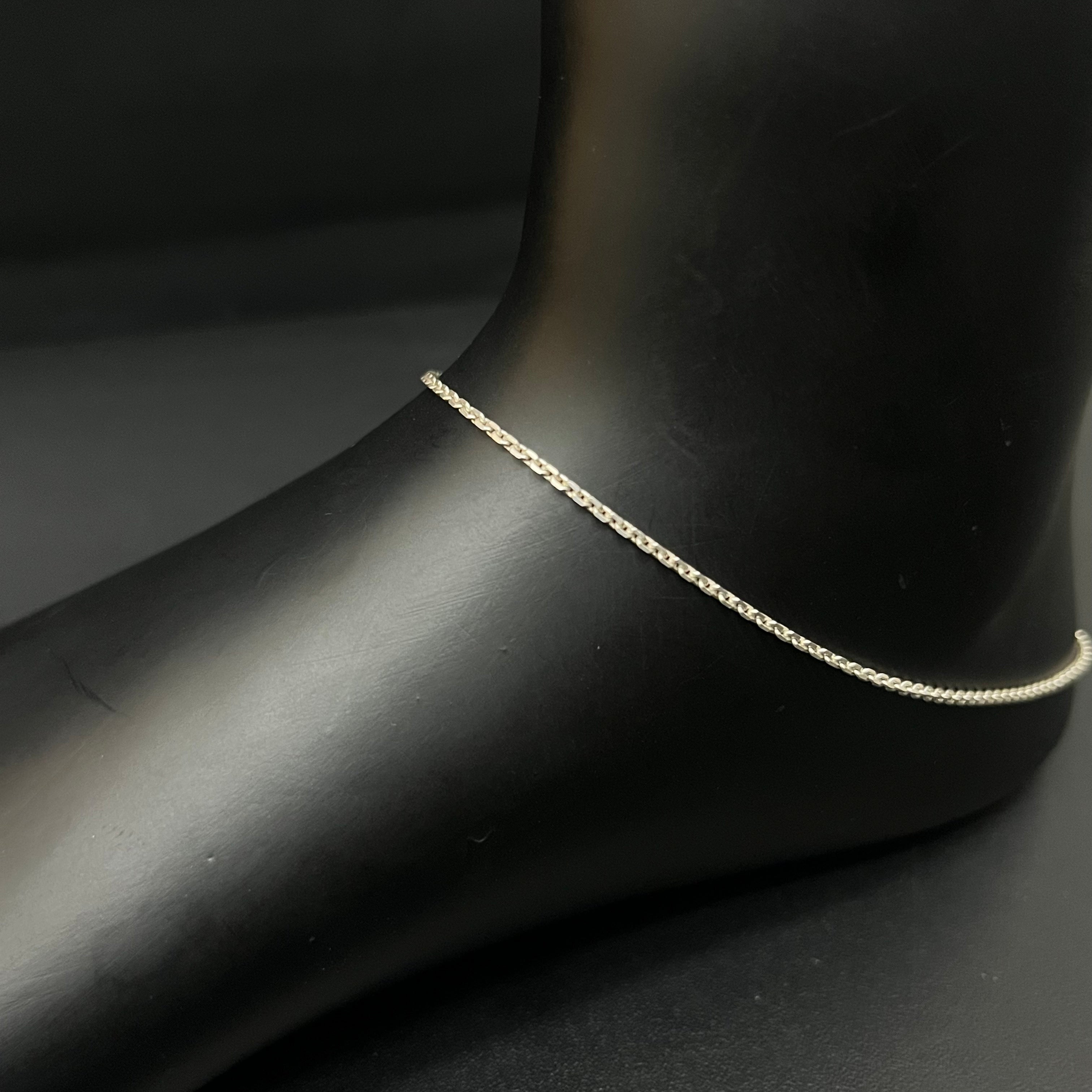 Silver Ladies Anklet Slim Links