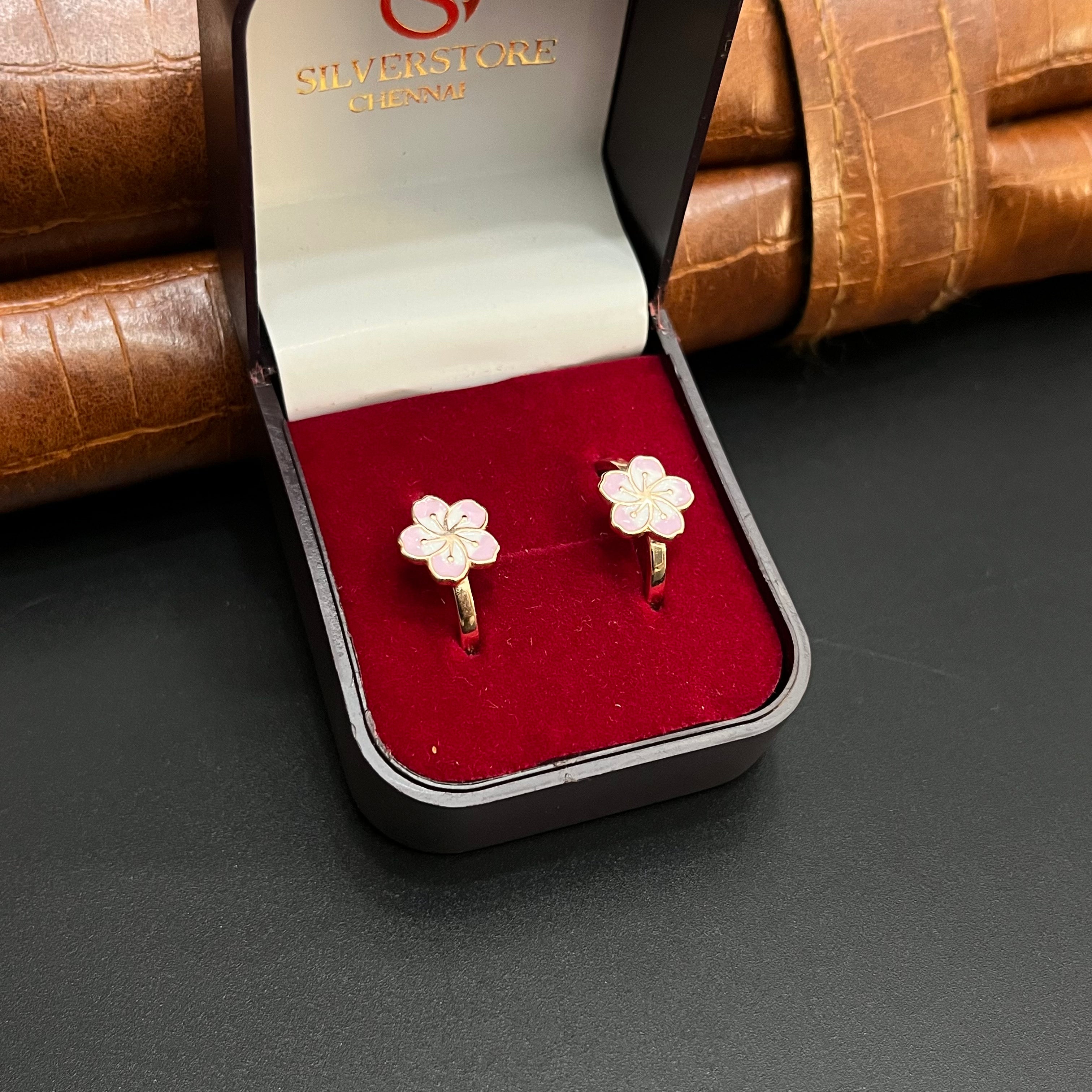 Silver Ladies Toe Rings 925 Pink& Whites Flower Rosegold 925