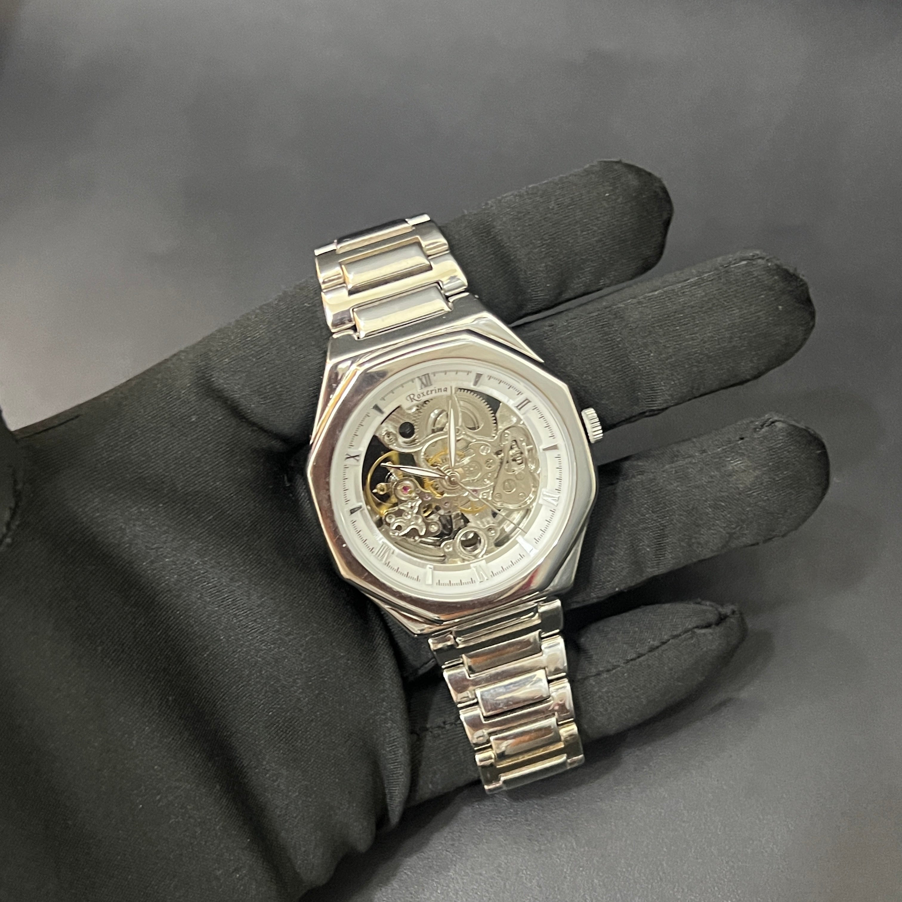 Silver Mens Watch Imperial Open Heart Timepiece 925