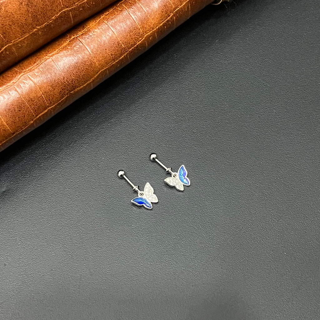 Silver Helix Studs  Butterfly Zicron Stones & S2