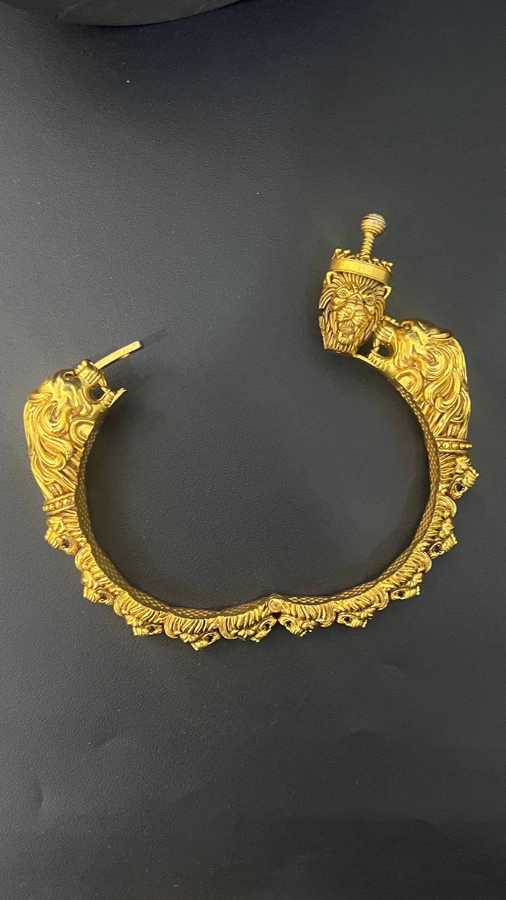 Silver Royal Lion Kada Gold Finished