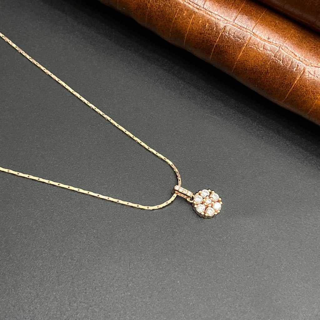 Silver Ladies Pendant Crystal Flower Cluster Rose Gold M02 925
