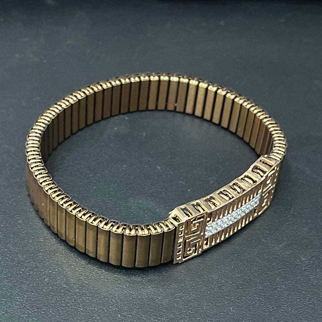 Silver Mens Flexible Bracelet Golden Band 925