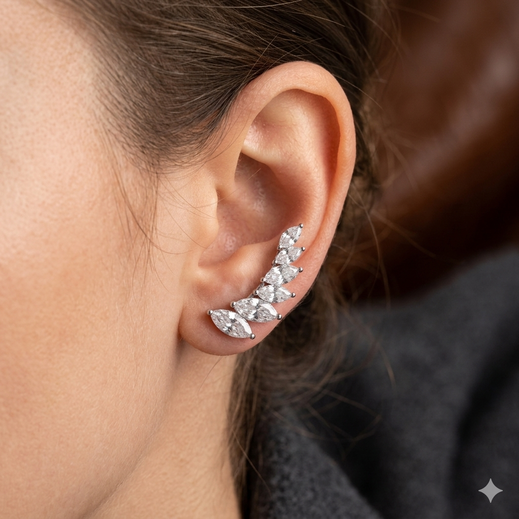 Silver Ladies EarCuffs Tending C Cut Gold Finished