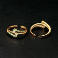 Silver Ladies Toe Rings Criss Cross Green RG