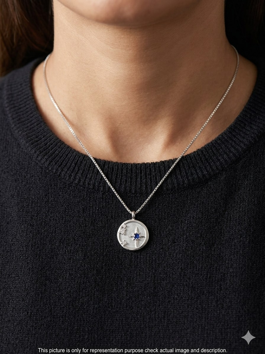 Ladies Pendant Chain_Circular With Blue Stones