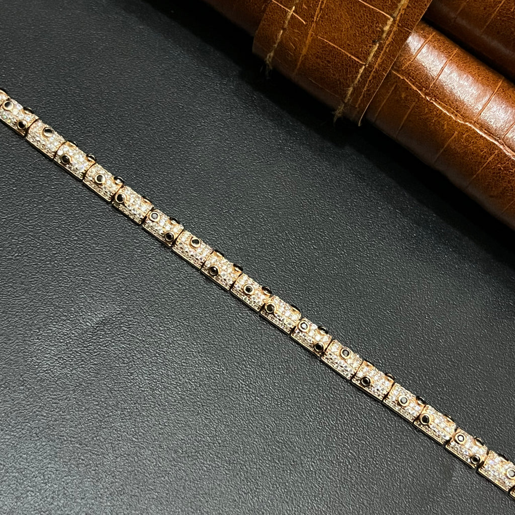 Silver Mens Bracelet Golden Cheetah Luxe Green Stones Gold Finish 925