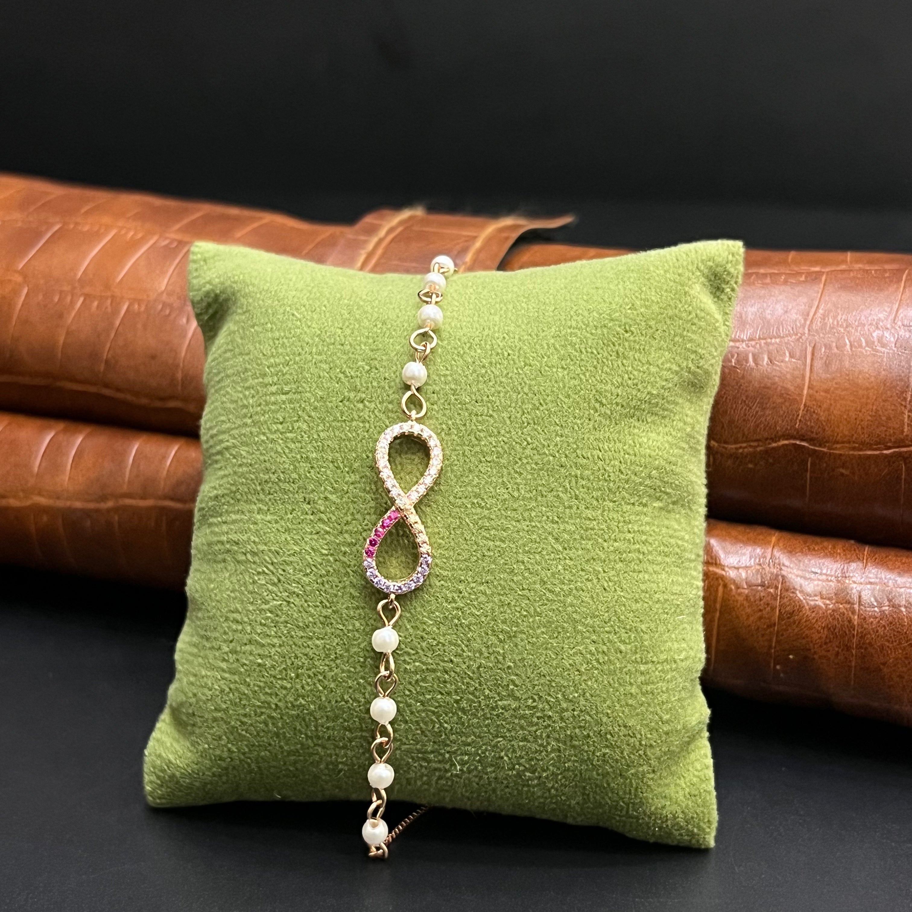 Silver Ladies Bracelet Infinity Half Pink White Beads Rose Gold 925