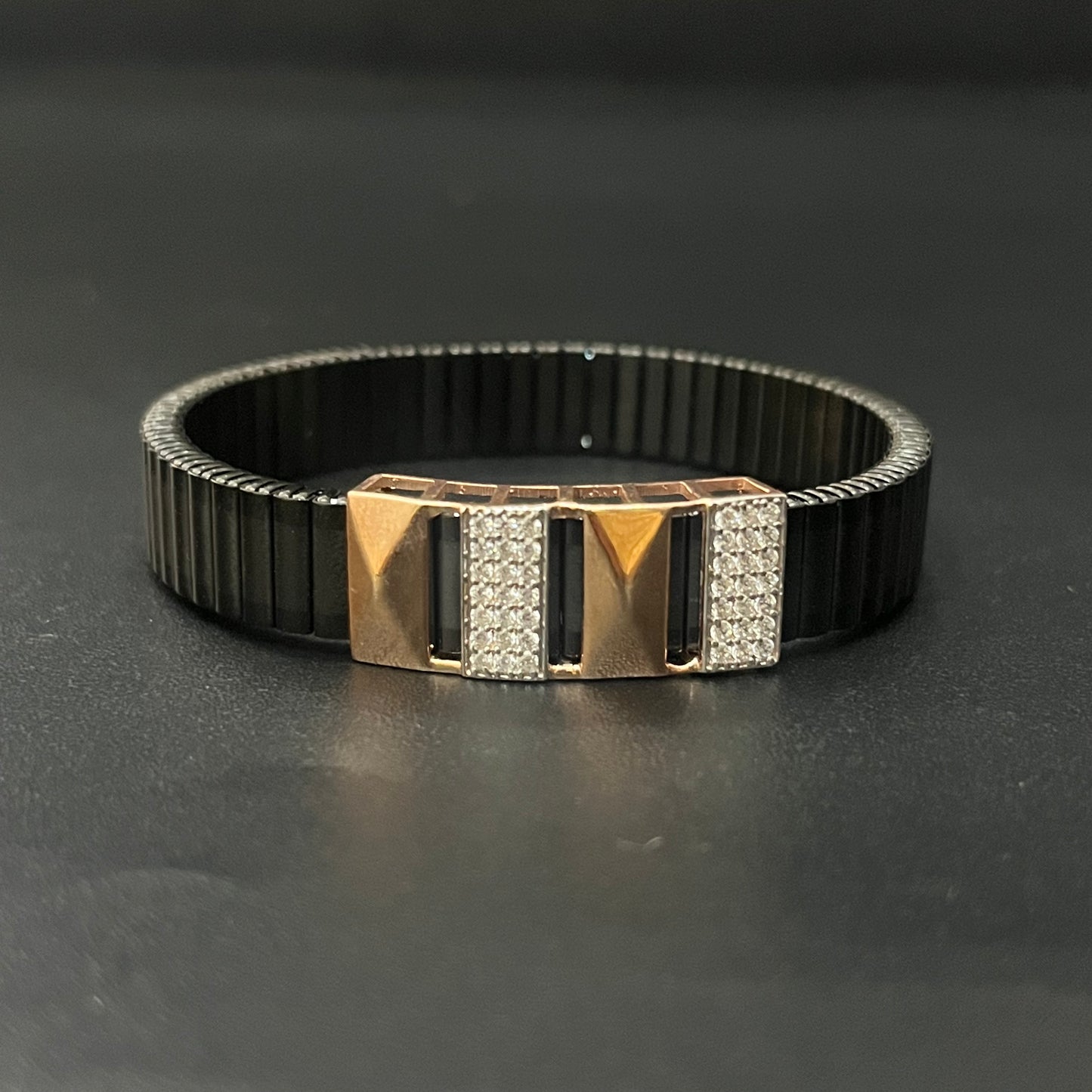Silver Mens Flexible Band 3d Rosegold
