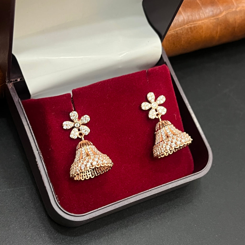 Silver Ladies Jimki Floral Crystal Rose Gold 925