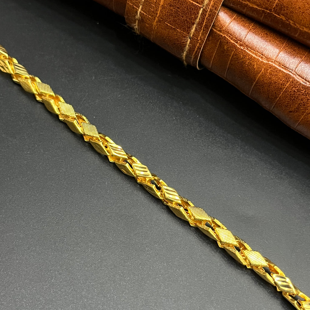 Silver Mens Chain Premium Kathli Cut MatDisc Editon Gold Finish 925