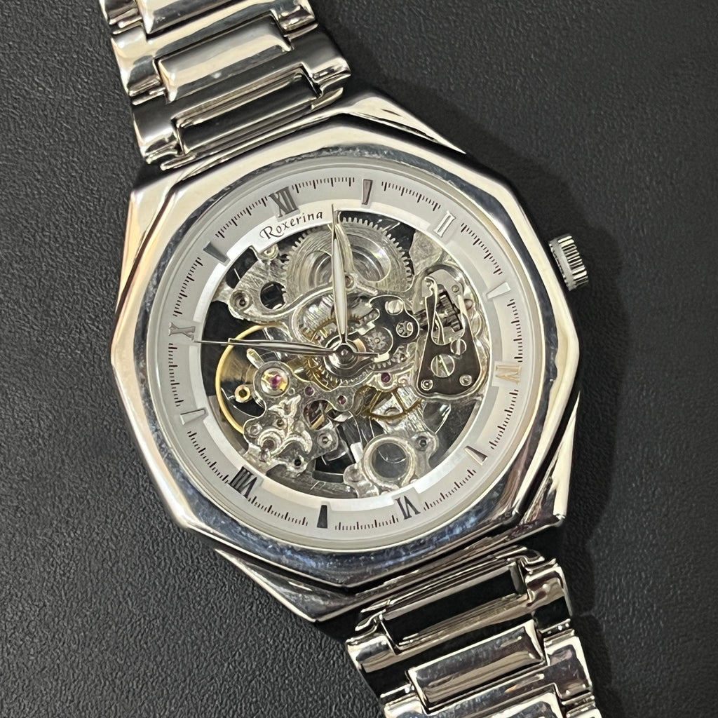 Silver Mens Watch Imperial Open Heart Timepiece 925