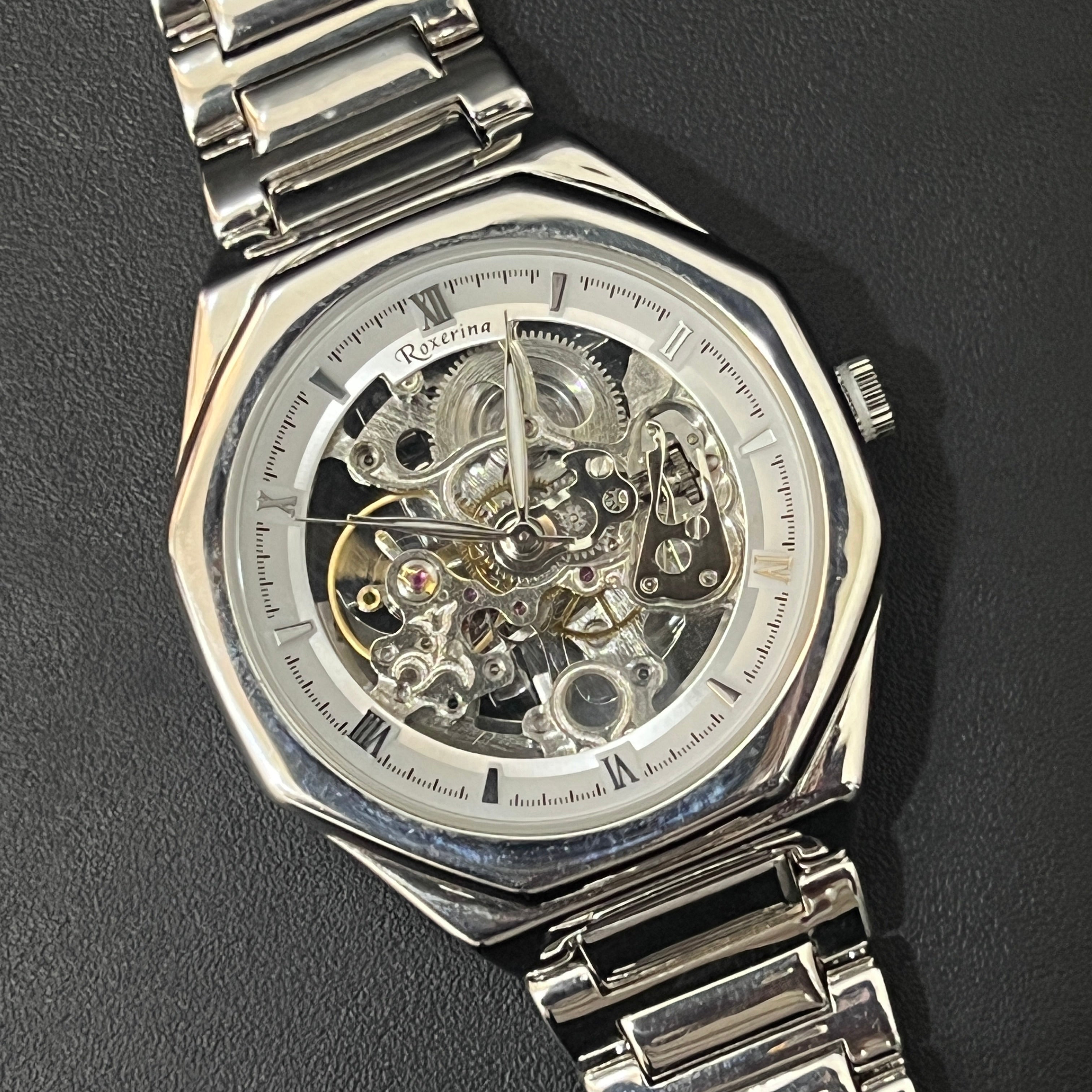 Silver Mens Watch Imperial Open Heart Timepiece 925