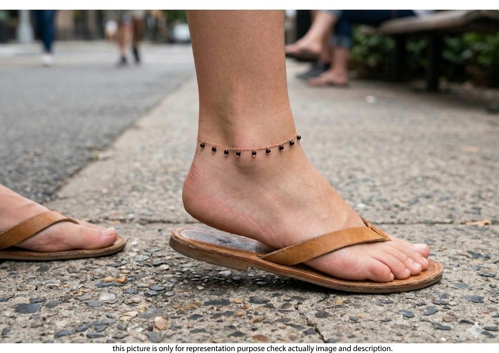 Ladies Anklets _Black Balls
