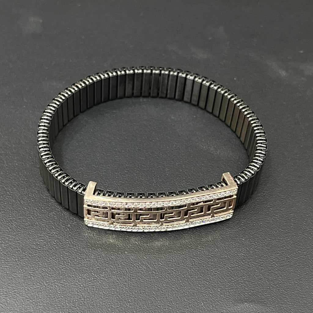 Silver Mens Flexible Bracelet FB4 Maze Rosegold 925