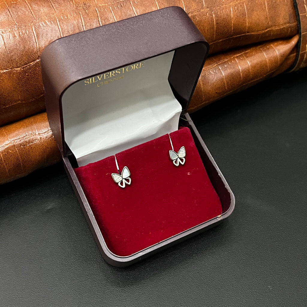 Silver Ladies Stud Butterfly MOP SS 925