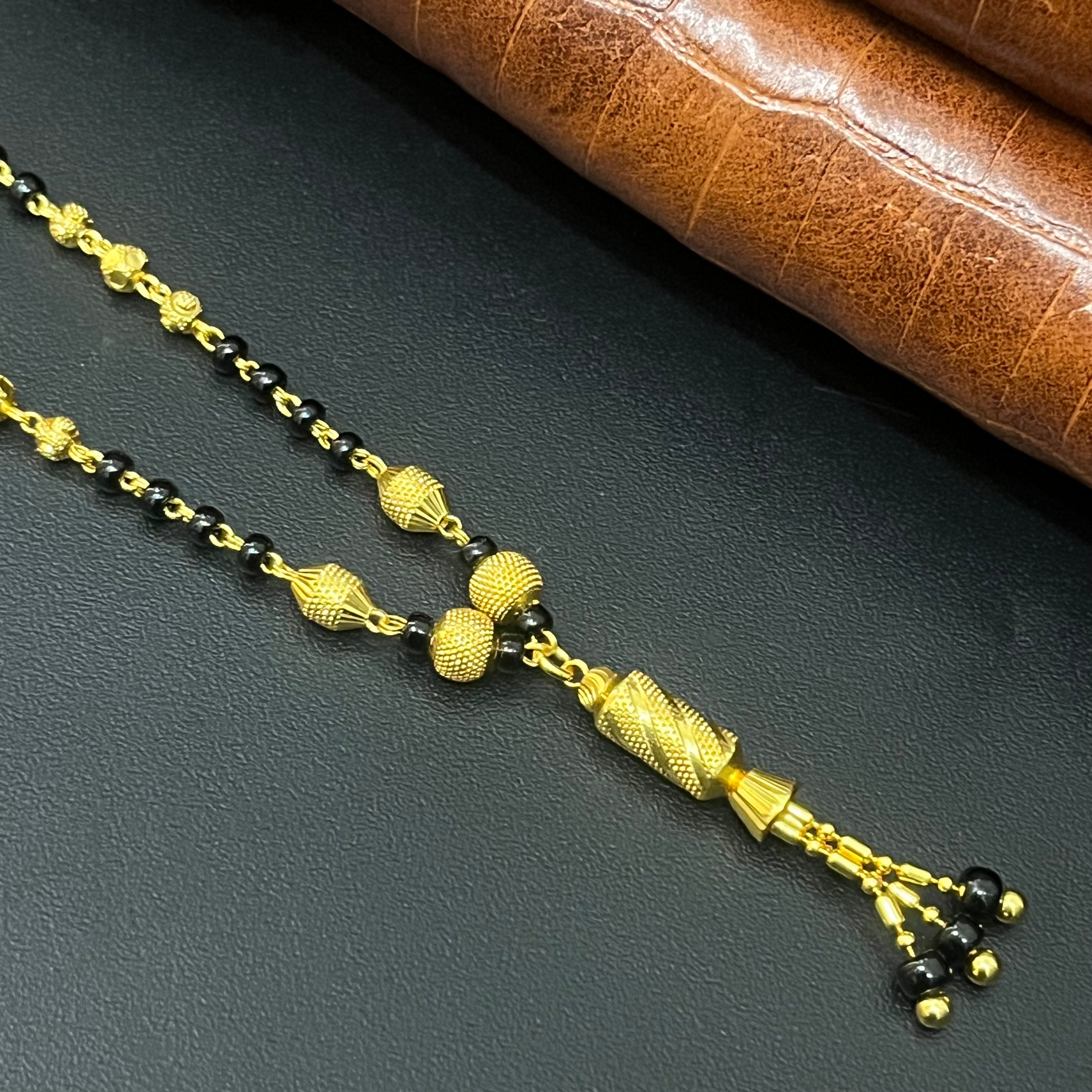 Silver Ladies Mangalsutra Black Beads Chain Gold Finished 1