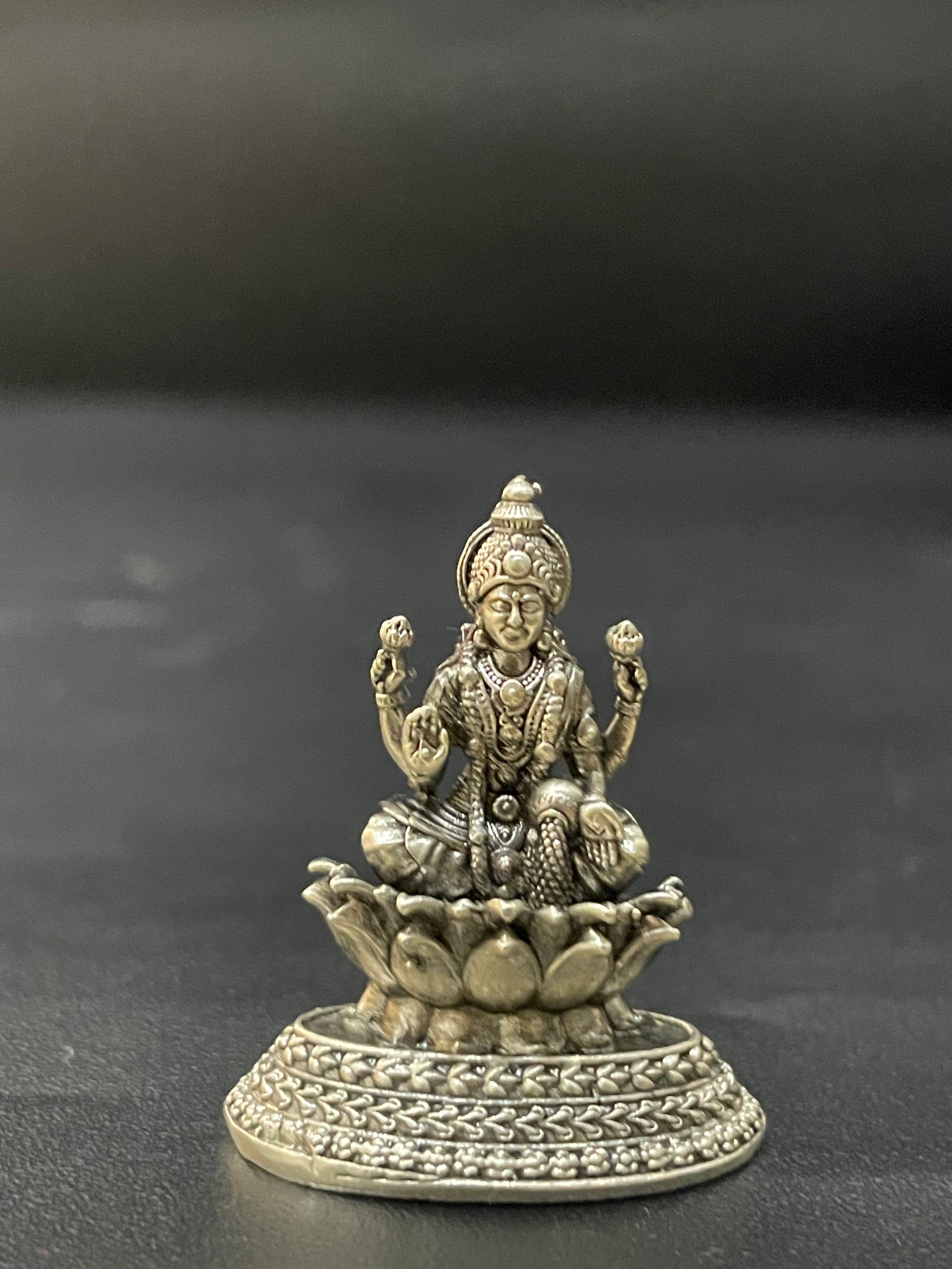 Silver Lakshmi Idol Solid Antique