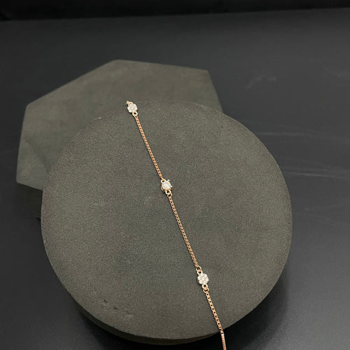 Silver Ladies Bracelet Floral Stone Line Rose Gold M01 925