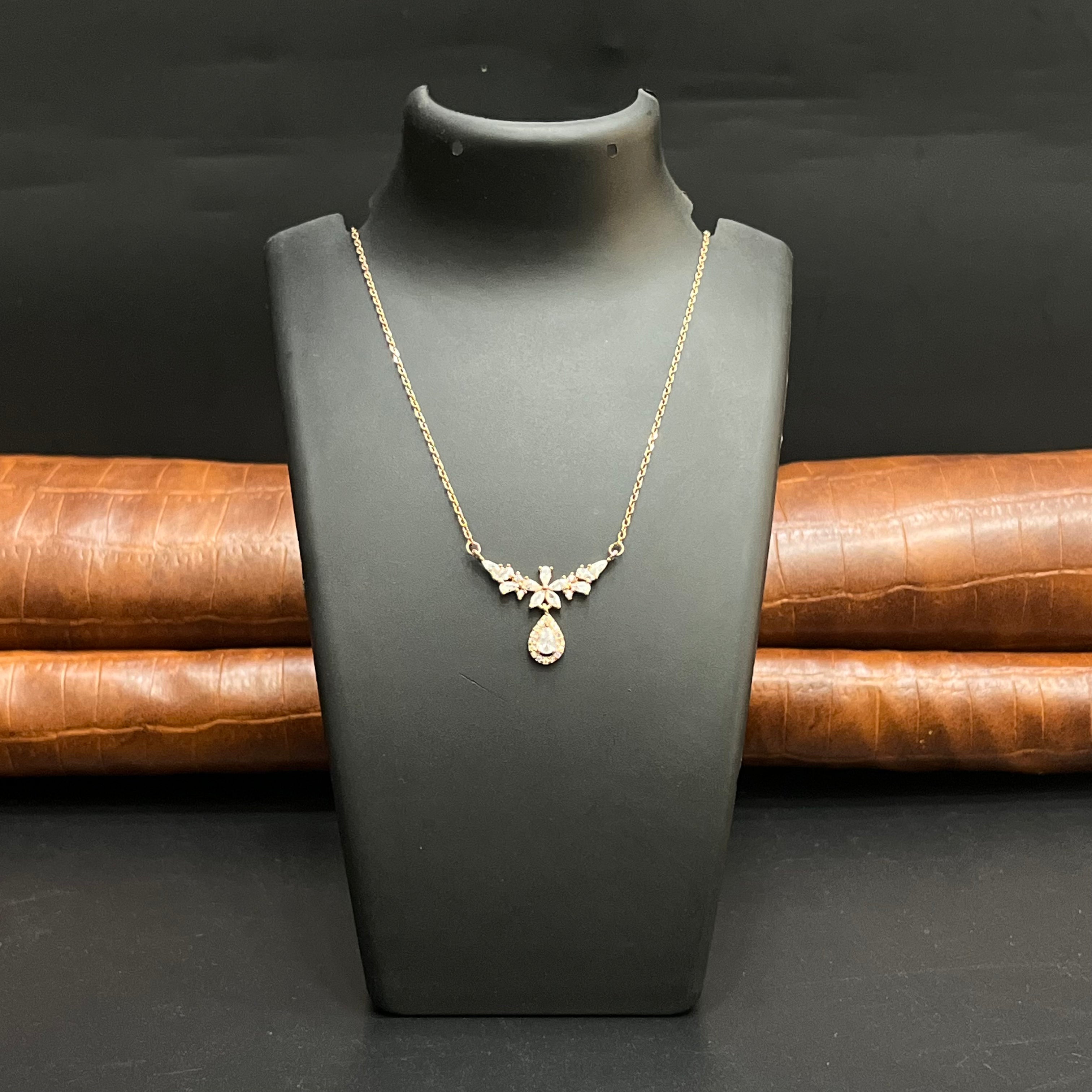 Silver Ladies Pendant Chain Elegant Petal Blossom Drop Rose Gold 925
