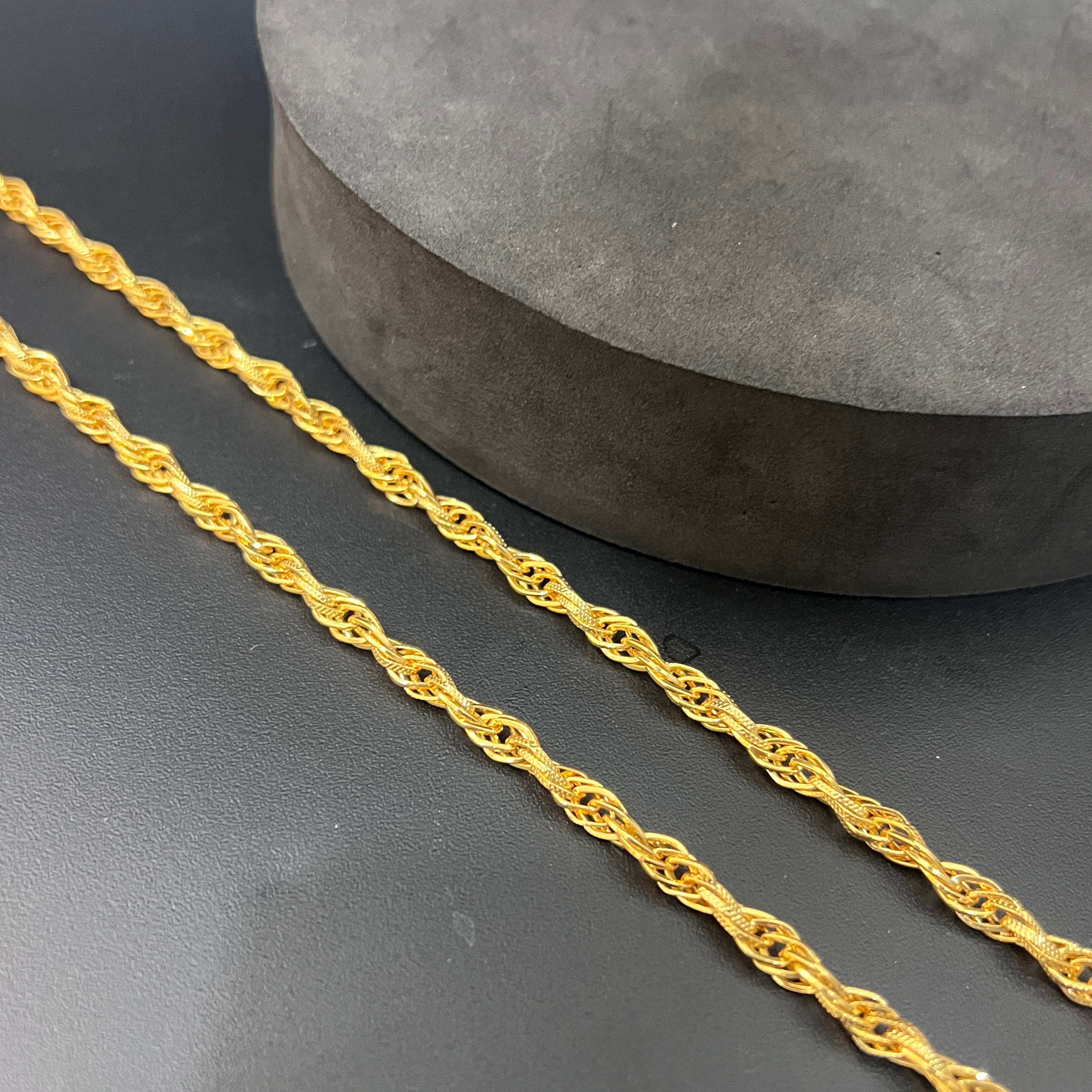 Silver Mens Chain Indo Italian Luxury Twisted Link Lock Gold Finish 925