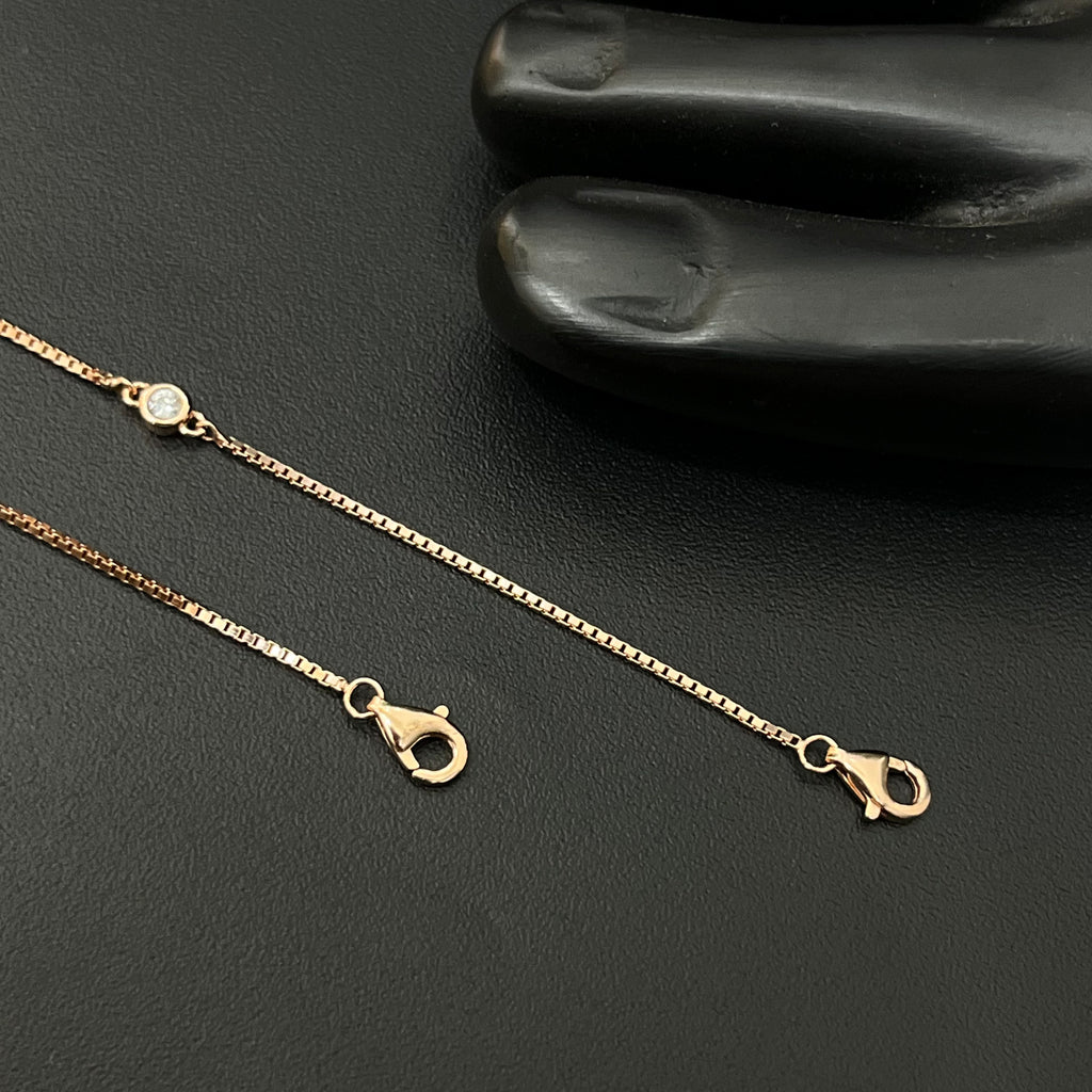 Silver Ladies Anklet Butterfly AD Rosegold 925
