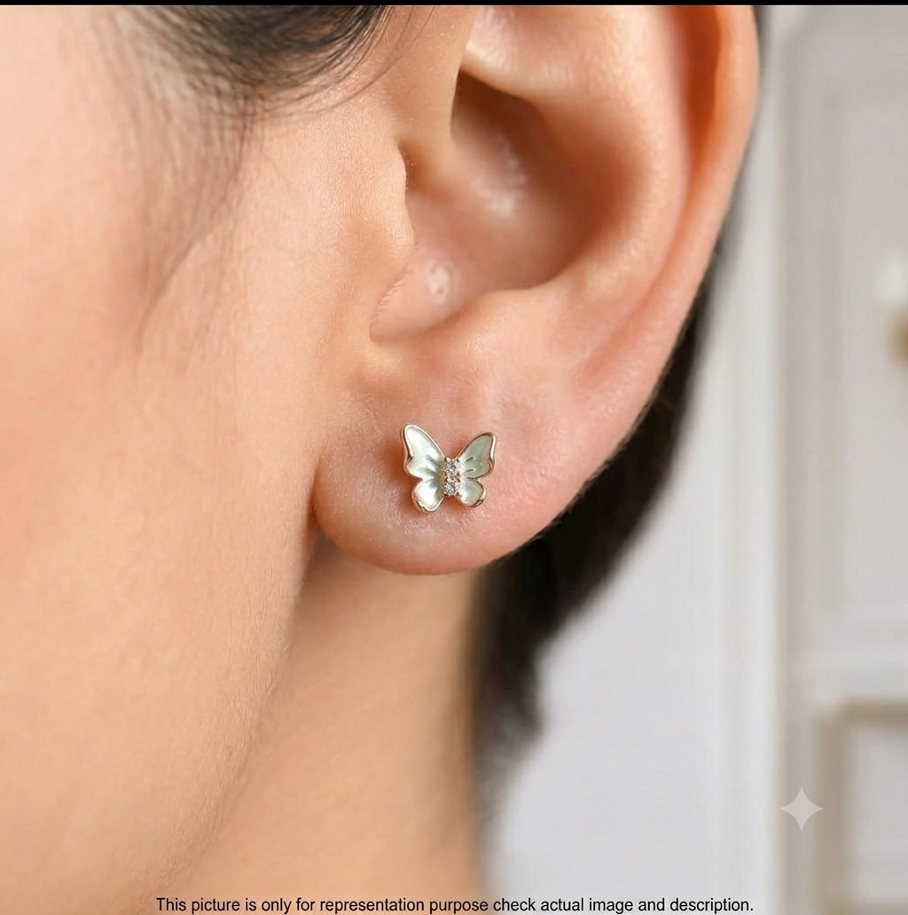 Silver Ladies Stud Butterfly Blue RG 925