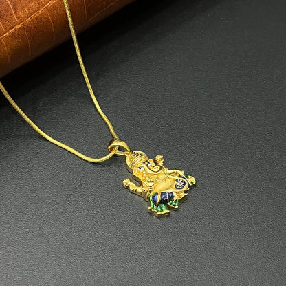 Silver Ganesha Pendant Gold Finished