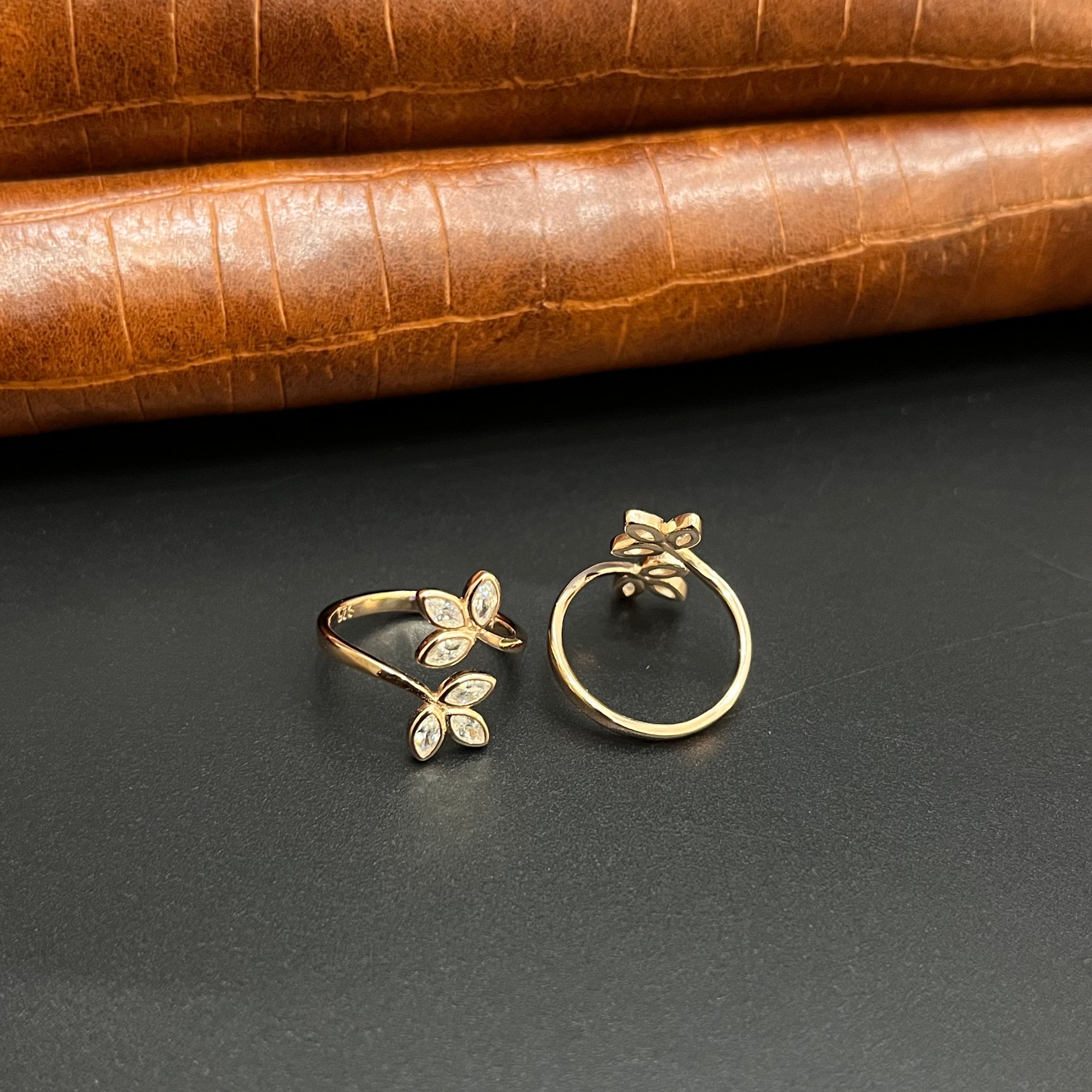 Silver Ladies Toe Rings Leafes 2 Rosegold 925