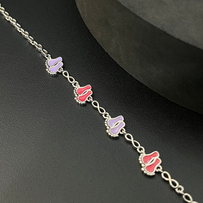 Silver Ladies Bracelet Feets & Infinity