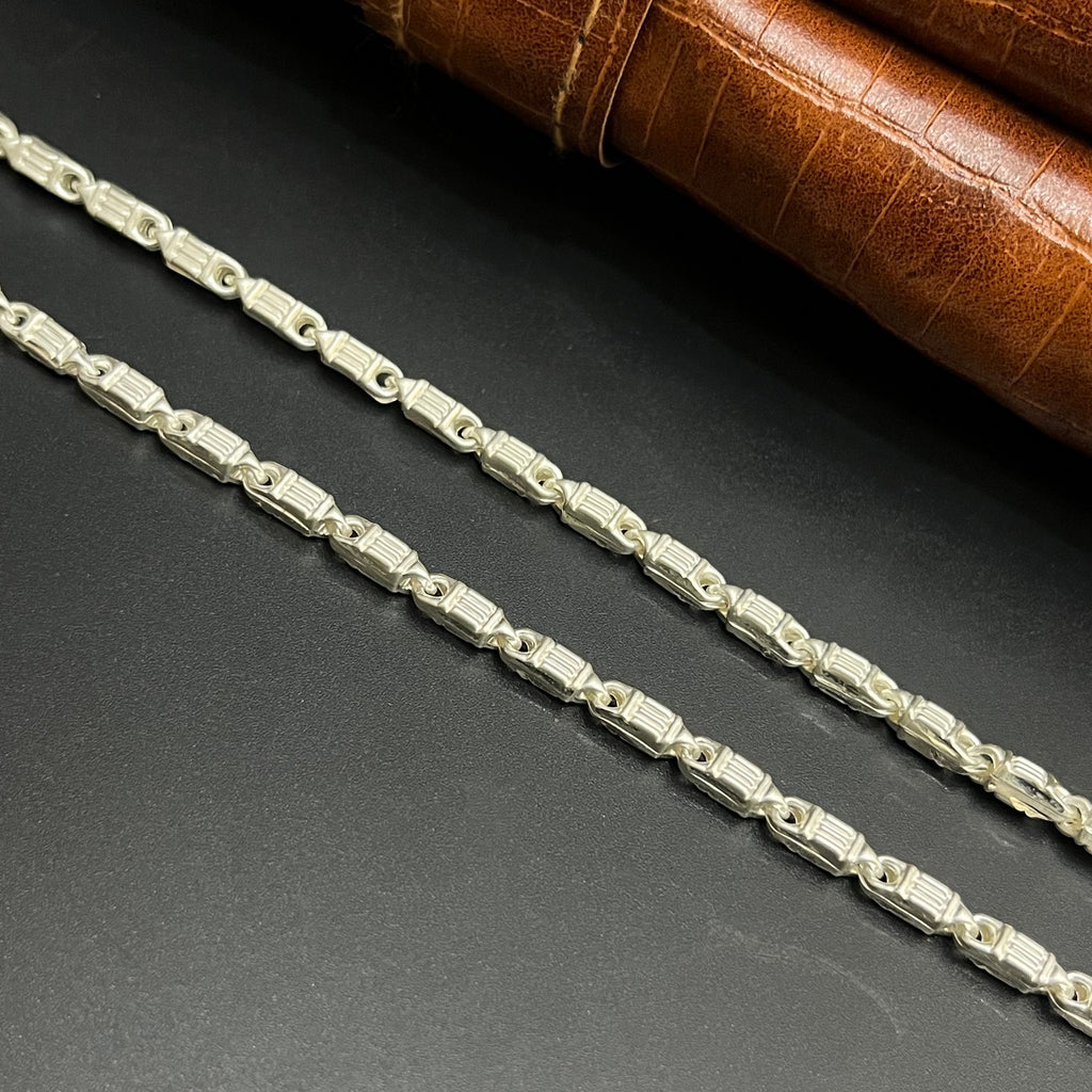Silver Mens Chain Luxury Textured Link 925