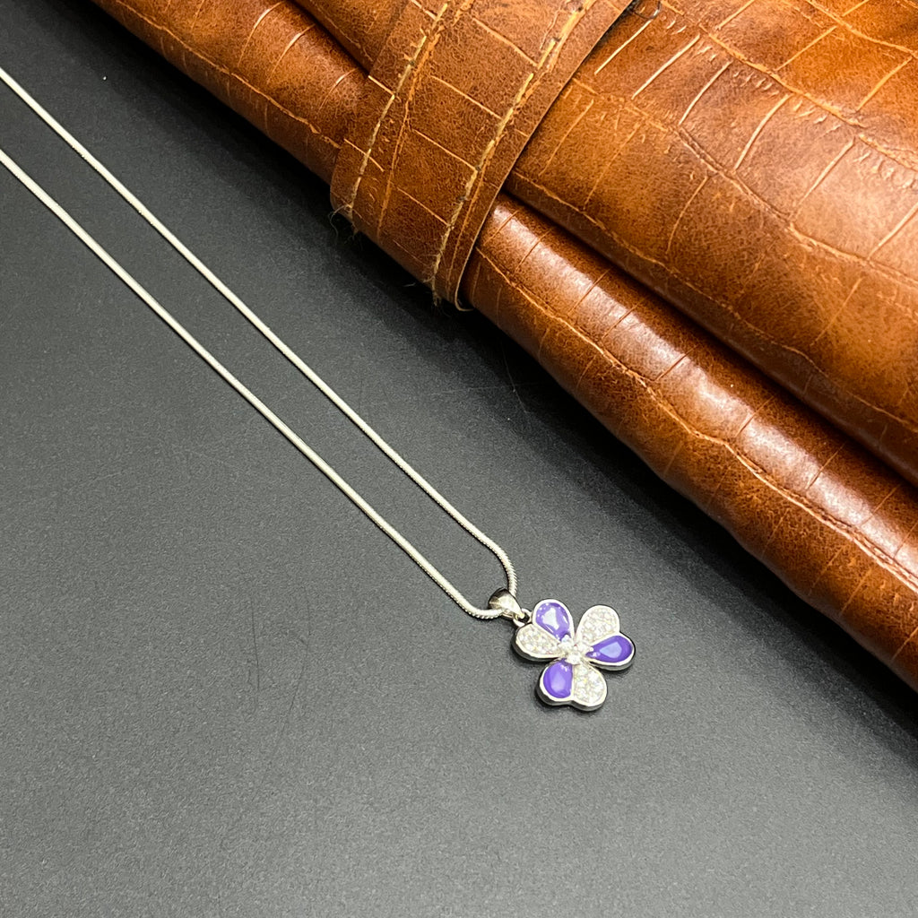 Silver Ladies Pendant Purple Crystal Heart Charms 925