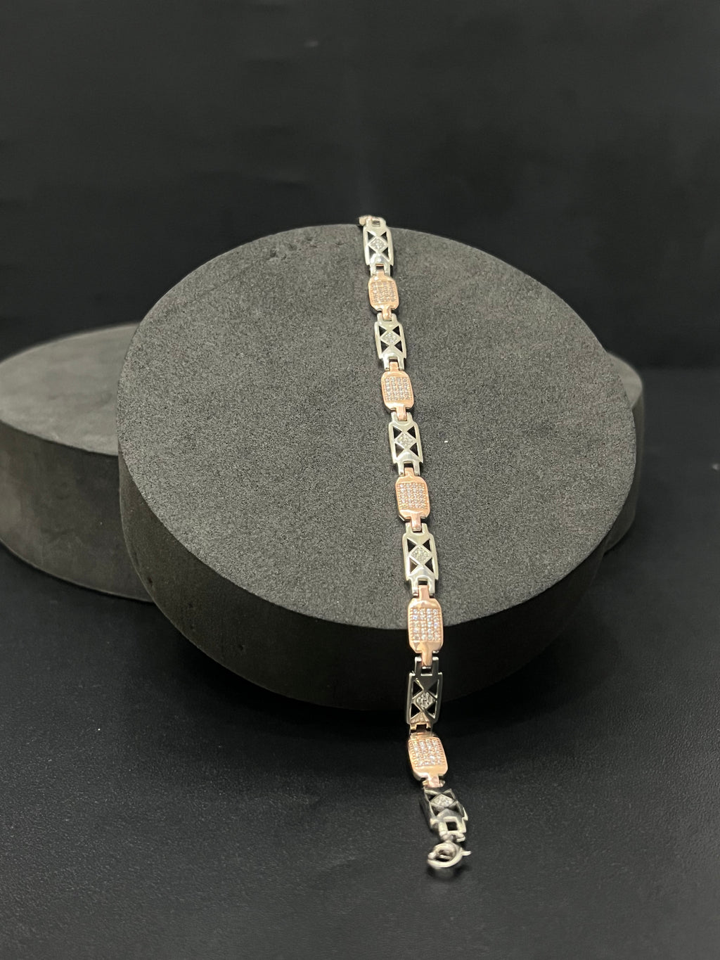 SilverGents Bracelet Diamond Stoned Square