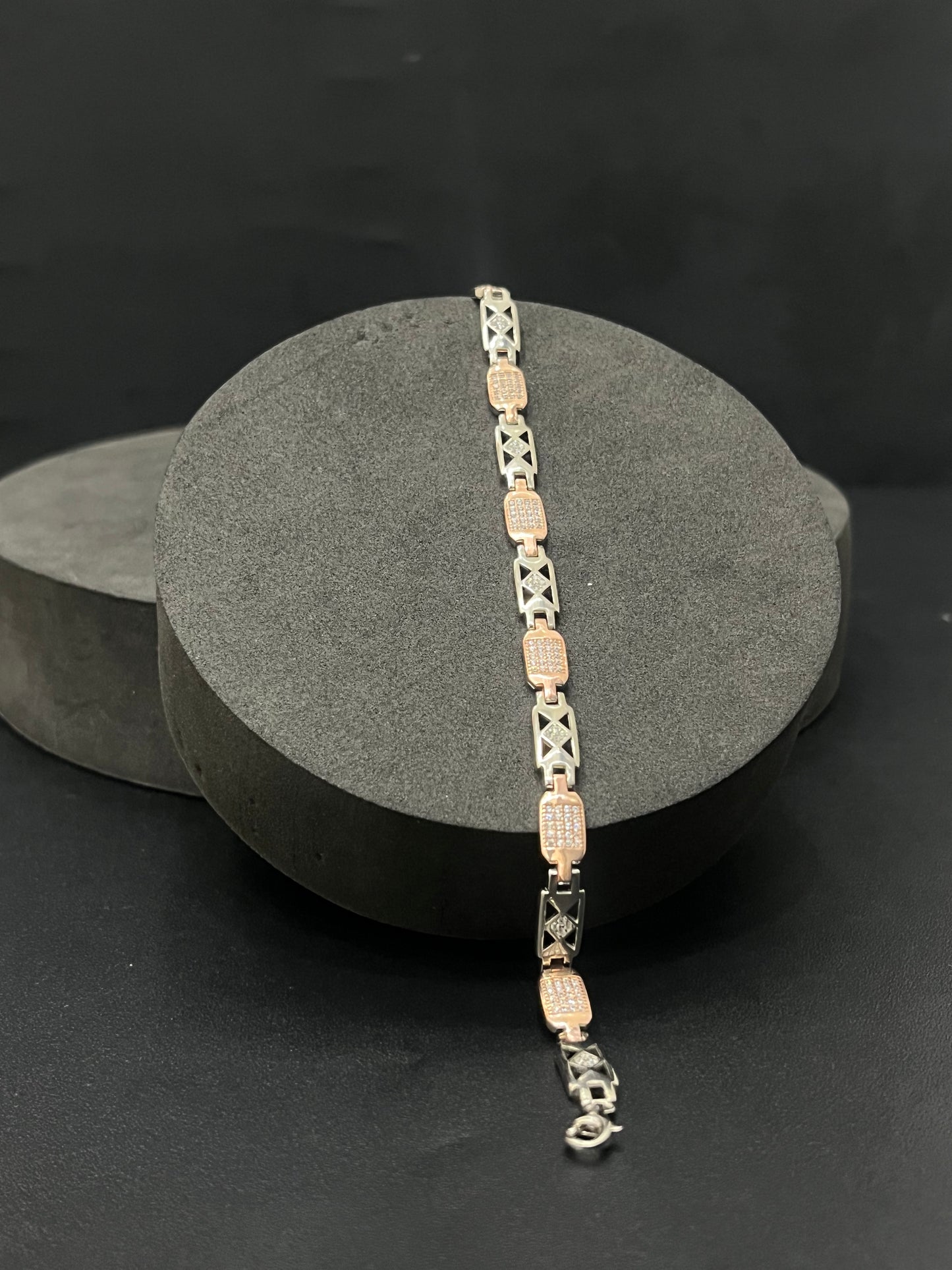 SilverGents Bracelet Diamond Stoned Square